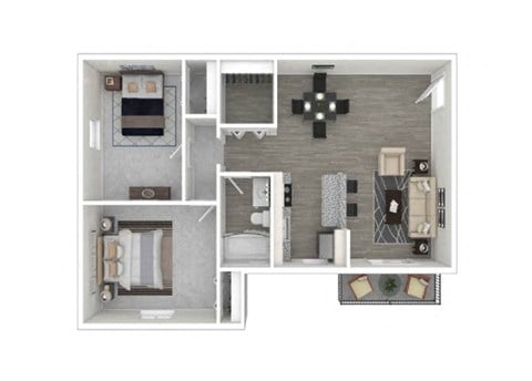 Floor plan for 2 beds, 1 bath, 800 sqft